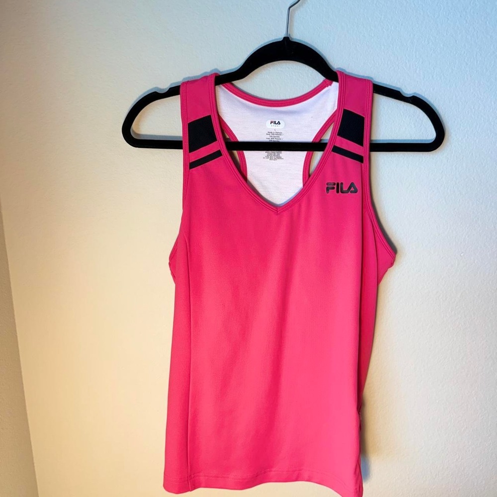 Women's Fila Sport Pink Racerback Built In Bra Athletic Tank Top